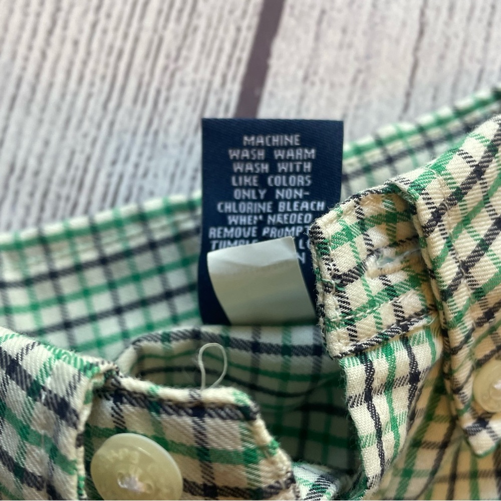 Chaps Green & Blue Plaid Long Sleeve Button Down Size 8 - Picture 4 of 7